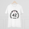 Men's PC Cotton 42nd Anniversary Printed T Shirt (Color: White, Thread Count: 180GSM) Men's PC Cotton 42nd Anniversary Printed T Shirt (Color: White, Thread Count: 180GSM)