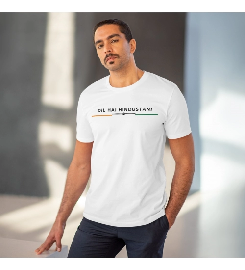Men's PC Cotton Dil Se Hindustani Printed T Shirt (Color: White, Thread Count: 180GSM)