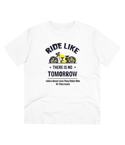 Men's PC Cotton Bike Ride Design Printed T Shirt (Color: White, Thread Count: 180GSM)