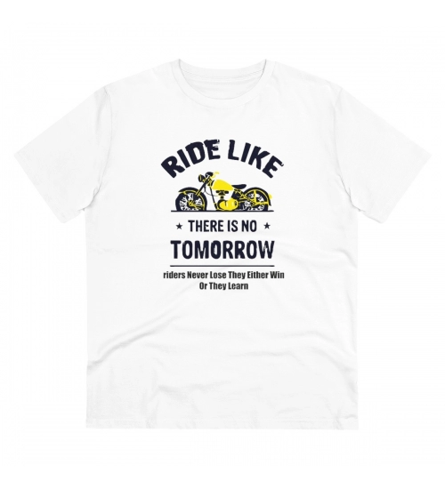 Men's PC Cotton Bike Ride Design Printed T Shirt (Color: White, Thread Count: 180GSM)