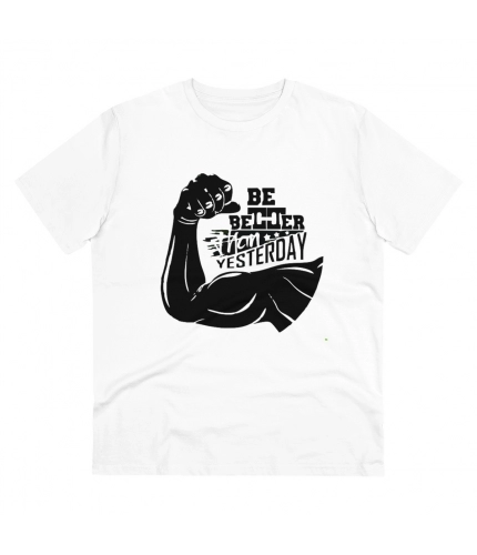Men's PC Cotton Be Beter Than Yesterday Printed T Shirt (Color: White, Thread Count: 180GSM)