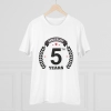 Men's PC Cotton 5th Anniversary Printed T Shirt (Color: White, Thread Count: 180GSM) Men's PC Cotton 5th Anniversary Printed T Shirt (Color: White, Thread Count: 180GSM)