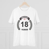 Men's PC Cotton 18th Anniversary Printed T Shirt (Color: White, Thread Count: 180GSM) Men's PC Cotton 18th Anniversary Printed T Shirt (Color: White, Thread Count: 180GSM)
