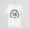 Men's PC Cotton 16th Anniversary Printed T Shirt (Color: White, Thread Count: 180GSM)