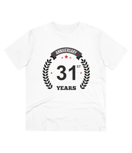 Men's PC Cotton 31st Anniversary Printed T Shirt (Color: White, Thread Count: 180GSM)