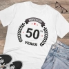Men's PC Cotton 50th Anniversary Printed T Shirt (Color: White, Thread Count: 180GSM)