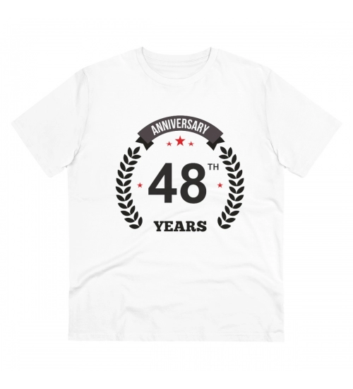 Men's PC Cotton 48th Anniversary Printed T Shirt (Color: White, Thread Count: 180GSM)