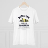 Men's PC Cotton Bike Ride Design Printed T Shirt (Color: White, Thread Count: 180GSM)