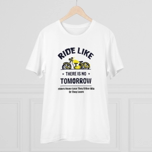 Generic Men's PC Cotton Bike Ride Design Printed T Shirt (Color: White, Thread Count: 180GSM)