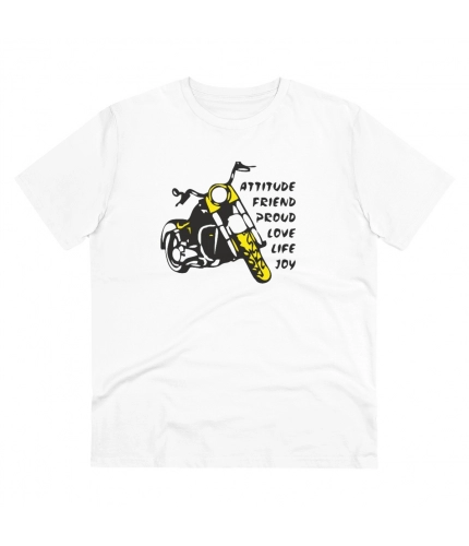 Men's PC Cotton Bike Ride Design Printed T Shirt (Color: White, Thread Count: 180GSM)