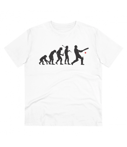Men's PC Cotton Cricket Design Printed T Shirt (Color: White, Thread Count: 180GSM)