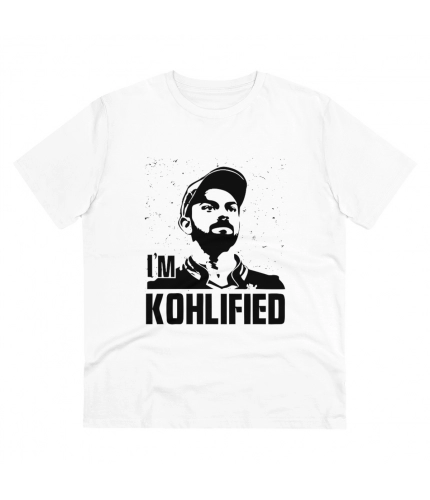 Men's PC Cotton Cricket Design Printed T Shirt (Color: White, Thread Count: 180GSM)