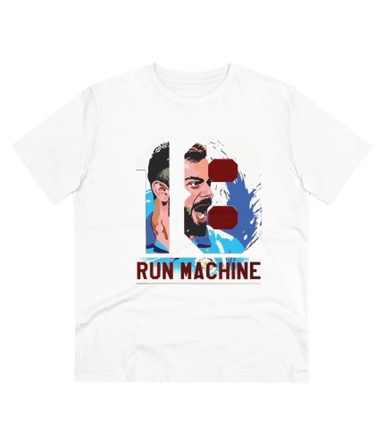 Men's PC Cotton Cricket Design Printed T Shirt (Color: White, Thread Count: 180GSM)
