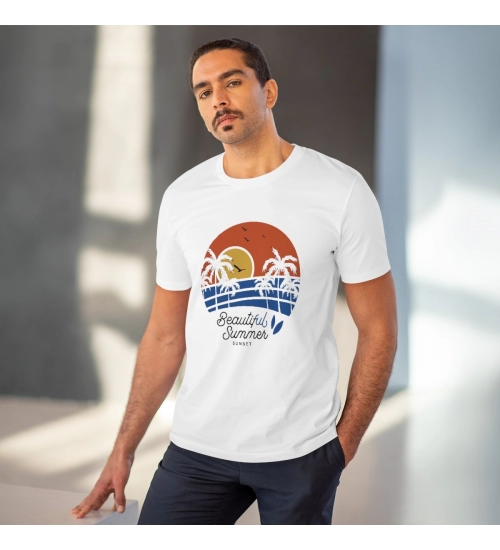 Men's PC Cotton Beautiful Summer Printed T Shirt (Color: White, Thread Count: 180GSM) Men's PC Cotton Beautiful Summer Printed T Shirt (Color: White, Thread Count: 180GSM)
