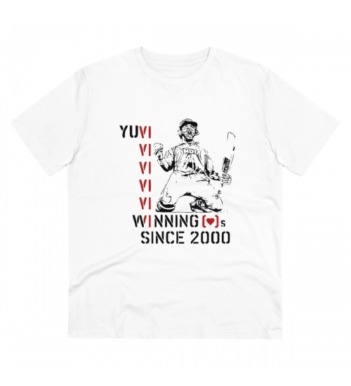 Men's PC Cotton Cricket Design Printed T Shirt (Color: White, Thread Count: 180GSM)