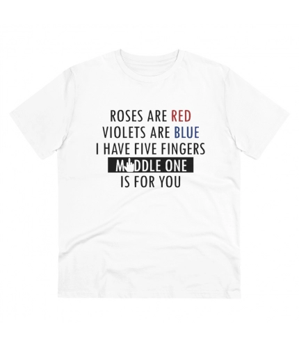 Men's PC Cotton Roses Are Red Printed T Shirt (Color: White, Thread Count: 180GSM)
