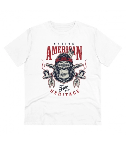 Men's PC Cotton Gorila Desing Printed T Shirt (Color: White, Thread Count: 180GSM)