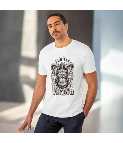 Men's PC Cotton Gorila Desing Printed T Shirt (Color: White, Thread Count: 180GSM) Men's PC Cotton Gorila Desing Printed T Shirt (Color: White, Thread Count: 180GSM)