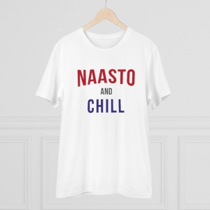 Generic Men's PC Cotton Nasto And Chill Printed T Shirt (Color: White, Thread Count: 180GSM)