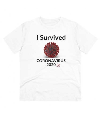 Men's PC Cotton I Survived Corornavirus 2020 Printed T Shirt (Color: White, Thread Count: 180GSM)