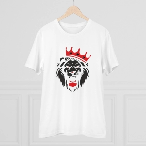 Generic Men's PC Cotton Lion Logo Printed T Shirt (Color: White, Thread Count: 180GSM)