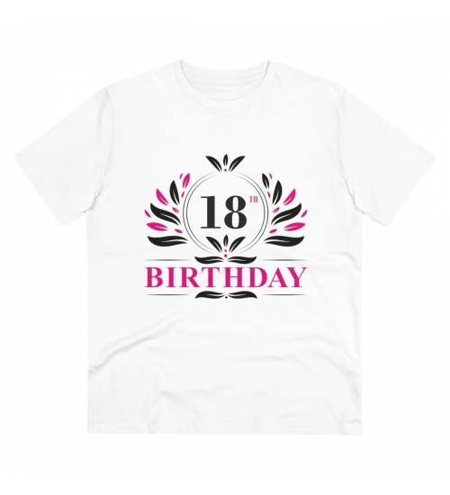 Men's PC Cotton 18th Birthday Printed T Shirt (Color: White, Thread Count: 180GSM)