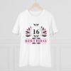 Men's PC Cotton 16th Birthday Printed T Shirt (Color: White, Thread Count: 180GSM)