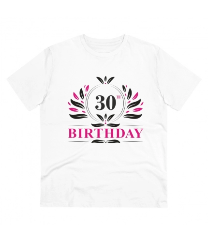 Men's PC Cotton 30th Birthday Printed T Shirt (Color: White, Thread Count: 180GSM)