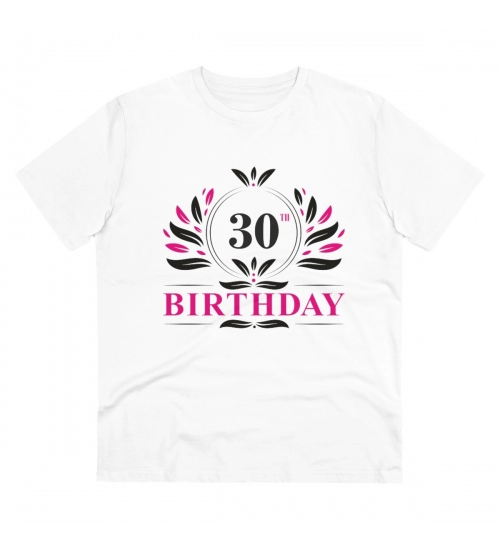 Men's PC Cotton 30th Birthday Printed T Shirt (Color: White, Thread Count: 180GSM)