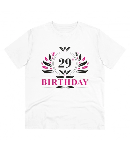 Men's PC Cotton 29th Birthday Printed T Shirt (Color: White, Thread Count: 180GSM)