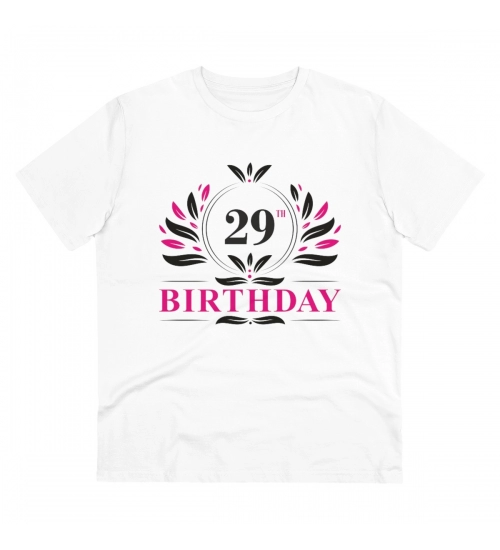 Men's PC Cotton 29th Birthday Printed T Shirt (Color: White, Thread Count: 180GSM)
