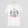 Men's PC Cotton 42nd Birthday Printed T Shirt (Color: White, Thread Count: 180GSM) Men's PC Cotton 42nd Birthday Printed T Shirt (Color: White, Thread Count: 180GSM)