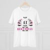 Men's PC Cotton 41st Birthday Printed T Shirt (Color: White, Thread Count: 180GSM) Men's PC Cotton 41st Birthday Printed T Shirt (Color: White, Thread Count: 180GSM)