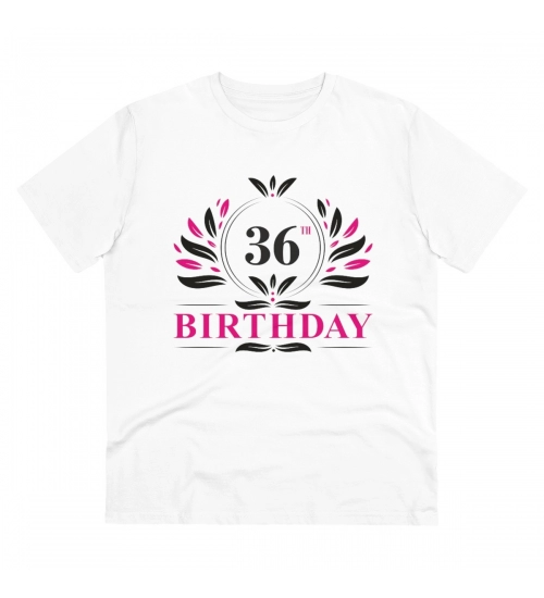 Men's PC Cotton 36th Birthday Printed T Shirt (Color: White, Thread Count: 180GSM)