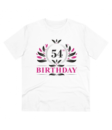 Men's PC Cotton 54th Birthday Printed T Shirt (Color: White, Thread Count: 180GSM)