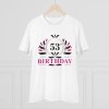 Men's PC Cotton 53rd Birthday Printed T Shirt (Color: White, Thread Count: 180GSM) Men's PC Cotton 53rd Birthday Printed T Shirt (Color: White, Thread Count: 180GSM)