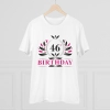 Men's PC Cotton 46th Birthday Printed T Shirt (Color: White, Thread Count: 180GSM)
