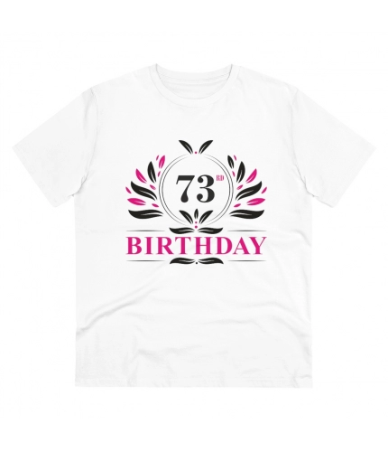 Men's PC Cotton 73rd Birthday Printed T Shirt (Color: White, Thread Count: 180GSM)