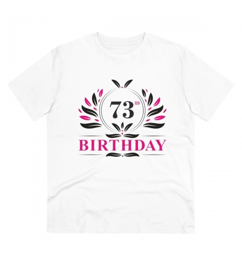 Men's PC Cotton 73rd Birthday Printed T Shirt (Color: White, Thread Count: 180GSM)