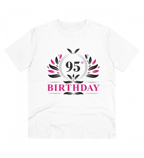 Men's PC Cotton 95th Birthday Printed T Shirt (Color: White, Thread Count: 180GSM)