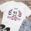 Men's PC Cotton 91st Birthday Printed T Shirt (Color: White, Thread Count: 180GSM)