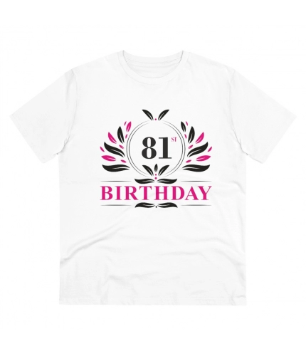 Men's PC Cotton 81st Birthday Printed T Shirt (Color: White, Thread Count: 180GSM)
