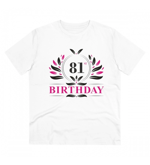 Men's PC Cotton 81st Birthday Printed T Shirt (Color: White, Thread Count: 180GSM)