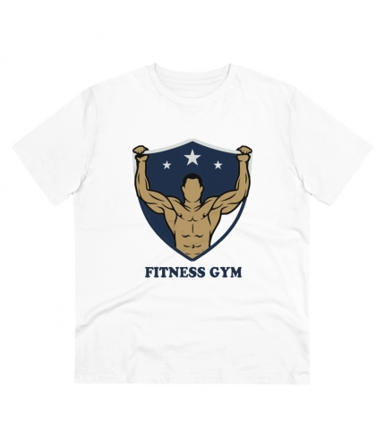Men's PC Cotton Fittnes Gym Printed T Shirt (Color: White, Thread Count: 180GSM)