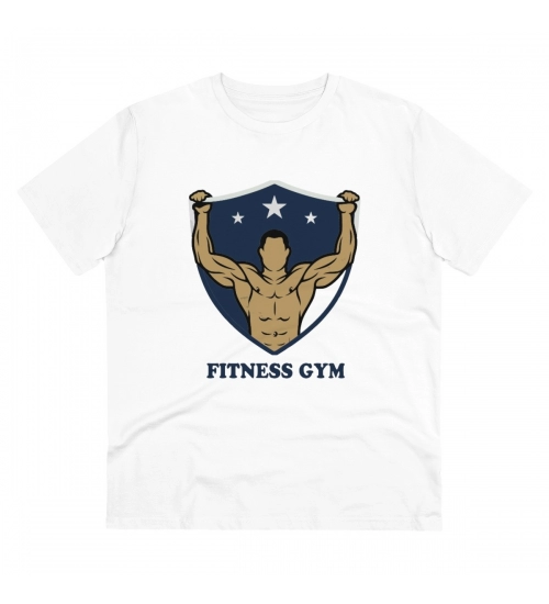 Men's PC Cotton Fittnes Gym Printed T Shirt (Color: White, Thread Count: 180GSM)