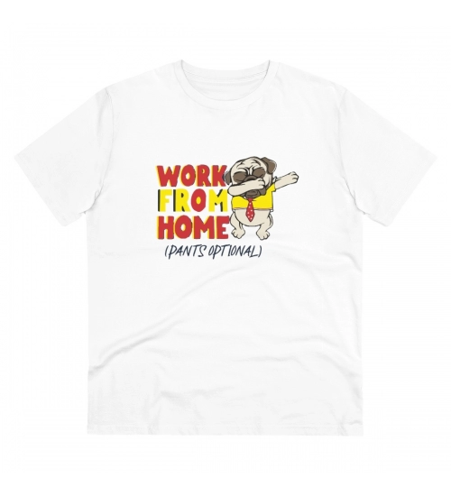 Men's PC Cotton Work From Home Desing Printed T Shirt (Color: White, Thread Count: 180GSM)