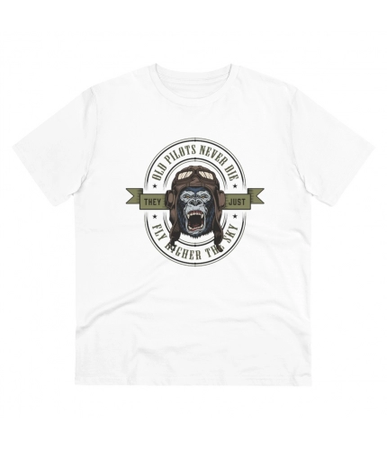 Men's PC Cotton Gorila Desing Printed T Shirt (Color: White, Thread Count: 180GSM)