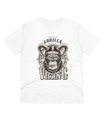 Men's PC Cotton Gorila Desing Printed T Shirt (Color: White, Thread Count: 180GSM)