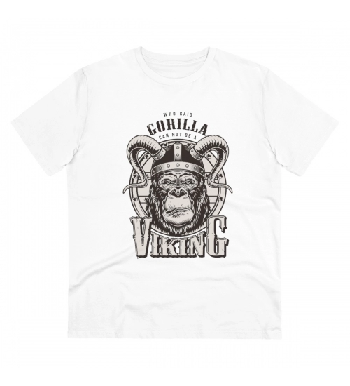 Men's PC Cotton Gorila Desing Printed T Shirt (Color: White, Thread Count: 180GSM)