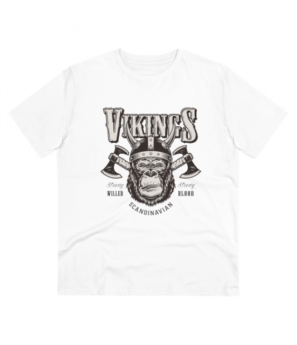 Men's PC Cotton Gorila Desing Printed T Shirt (Color: White, Thread Count: 180GSM)